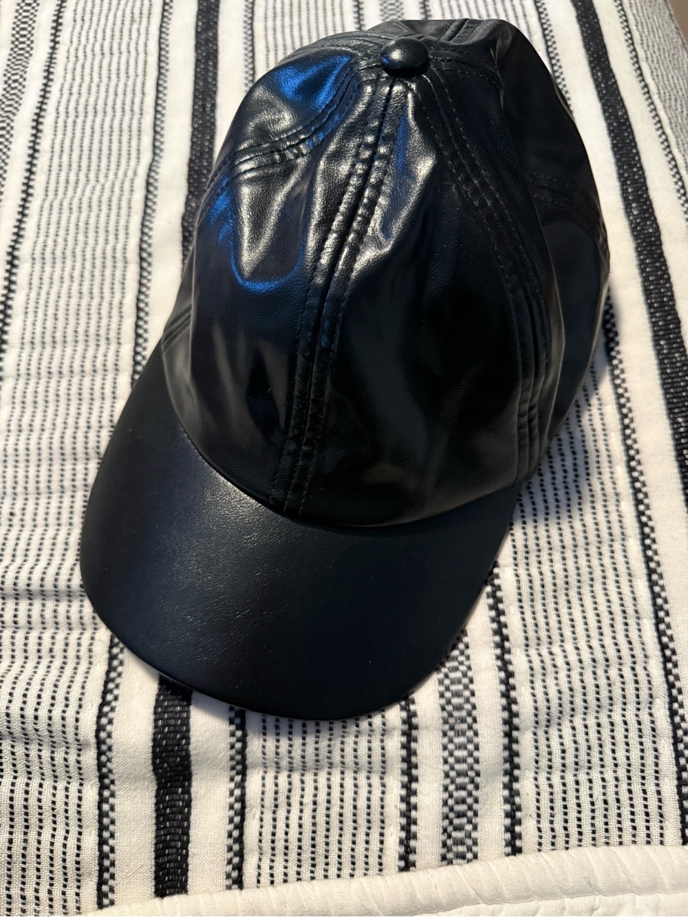 GAP Black Faux Leather Baseball Cap